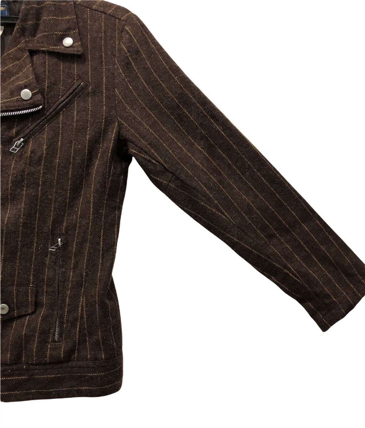 Woolrich Woolen Mills Vintage Woolrich Brown Striped Wool Blend Moto Jacket Size L Size US L / EU 52-54 / 3 - 7 Thumbnail