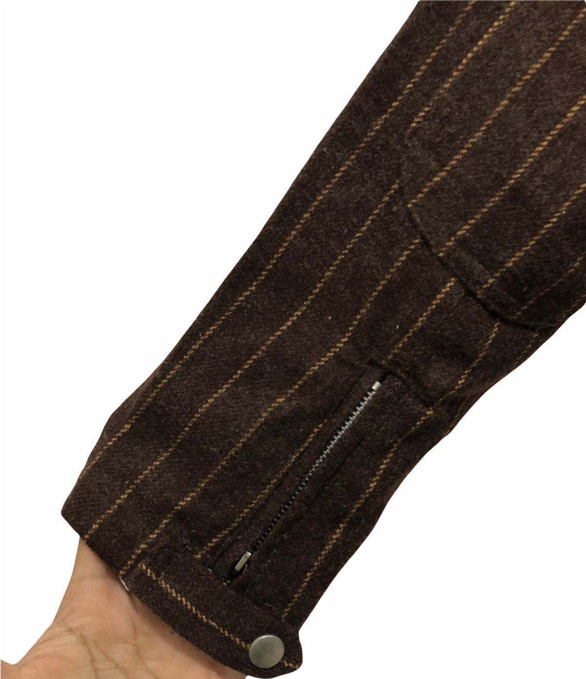 Woolrich Woolen Mills Vintage Woolrich Brown Striped Wool Blend Moto Jacket Size L Size US L / EU 52-54 / 3 - 14 Thumbnail
