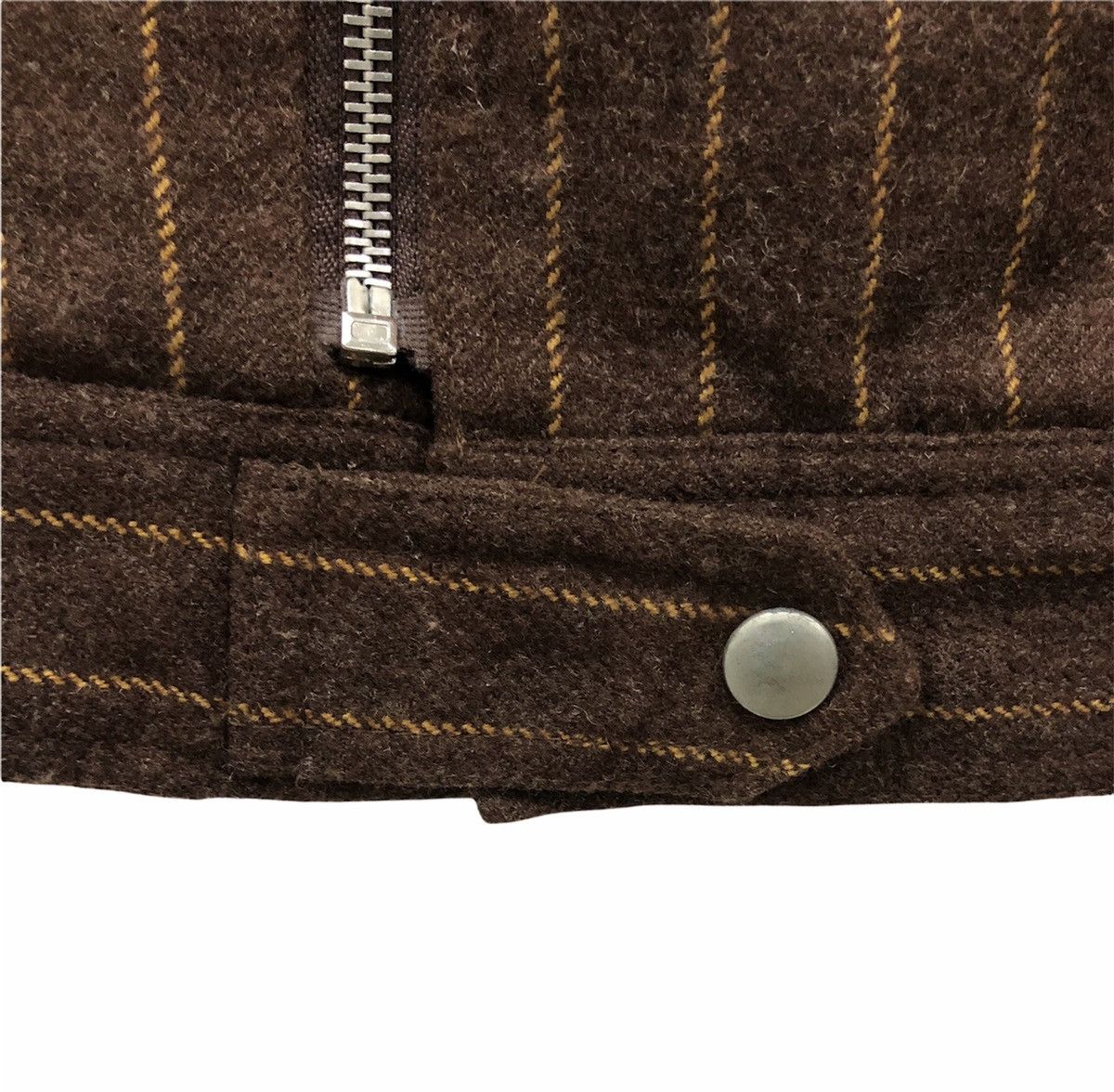 Woolrich Woolen Mills Vintage Woolrich Brown Striped Wool Blend Moto Jacket Size L Size US L / EU 52-54 / 3 - 11 Thumbnail