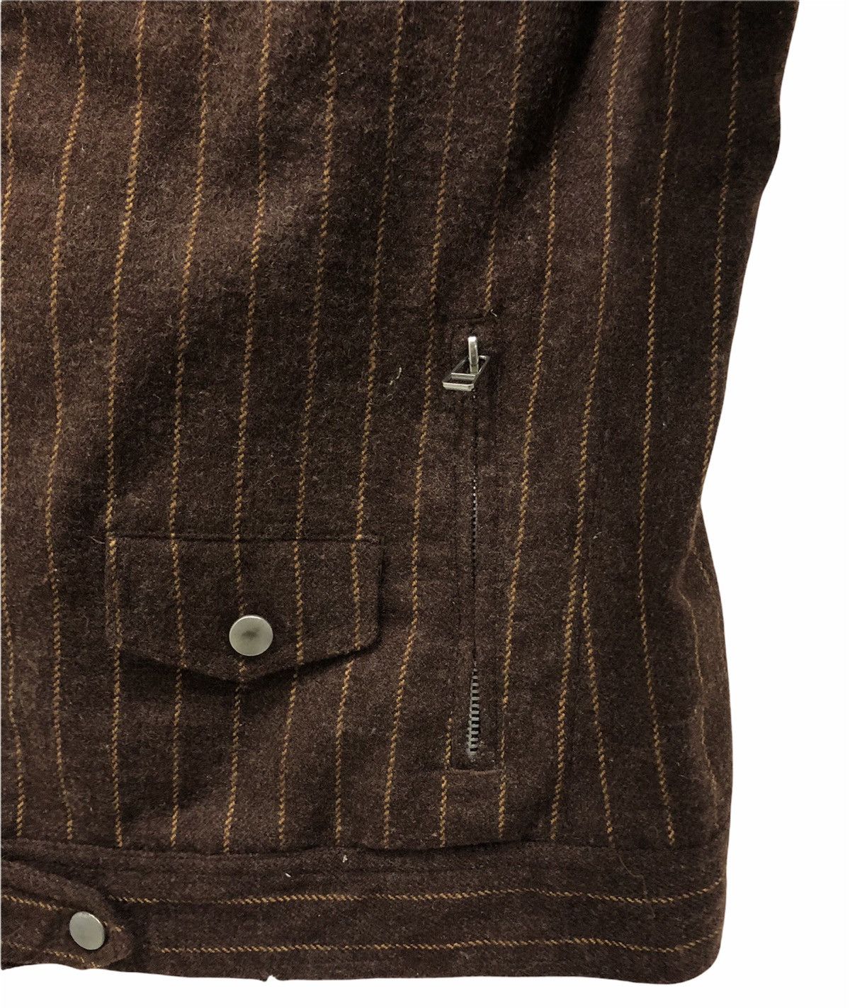 Woolrich Woolen Mills Vintage Woolrich Brown Striped Wool Blend Moto Jacket Size L Size US L / EU 52-54 / 3 - 8 Thumbnail