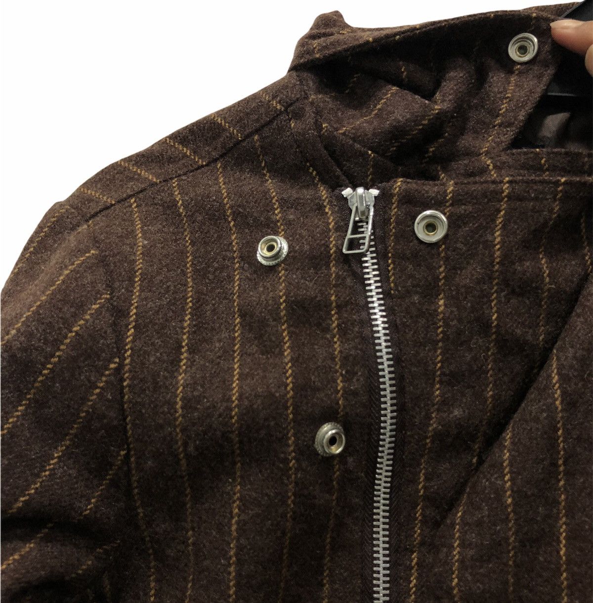 Woolrich Woolen Mills Vintage Woolrich Brown Striped Wool Blend Moto Jacket Size L Size US L / EU 52-54 / 3 - 5 Thumbnail