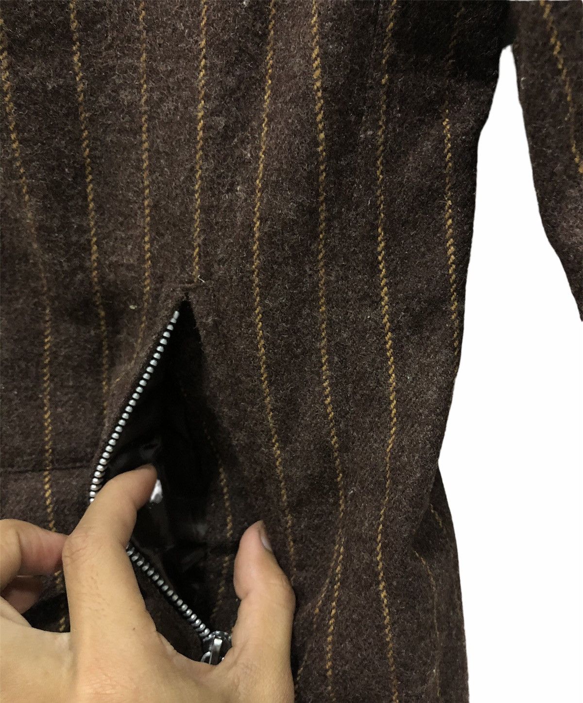 Woolrich Woolen Mills Vintage Woolrich Brown Striped Wool Blend Moto Jacket Size L Size US L / EU 52-54 / 3 - 9 Thumbnail