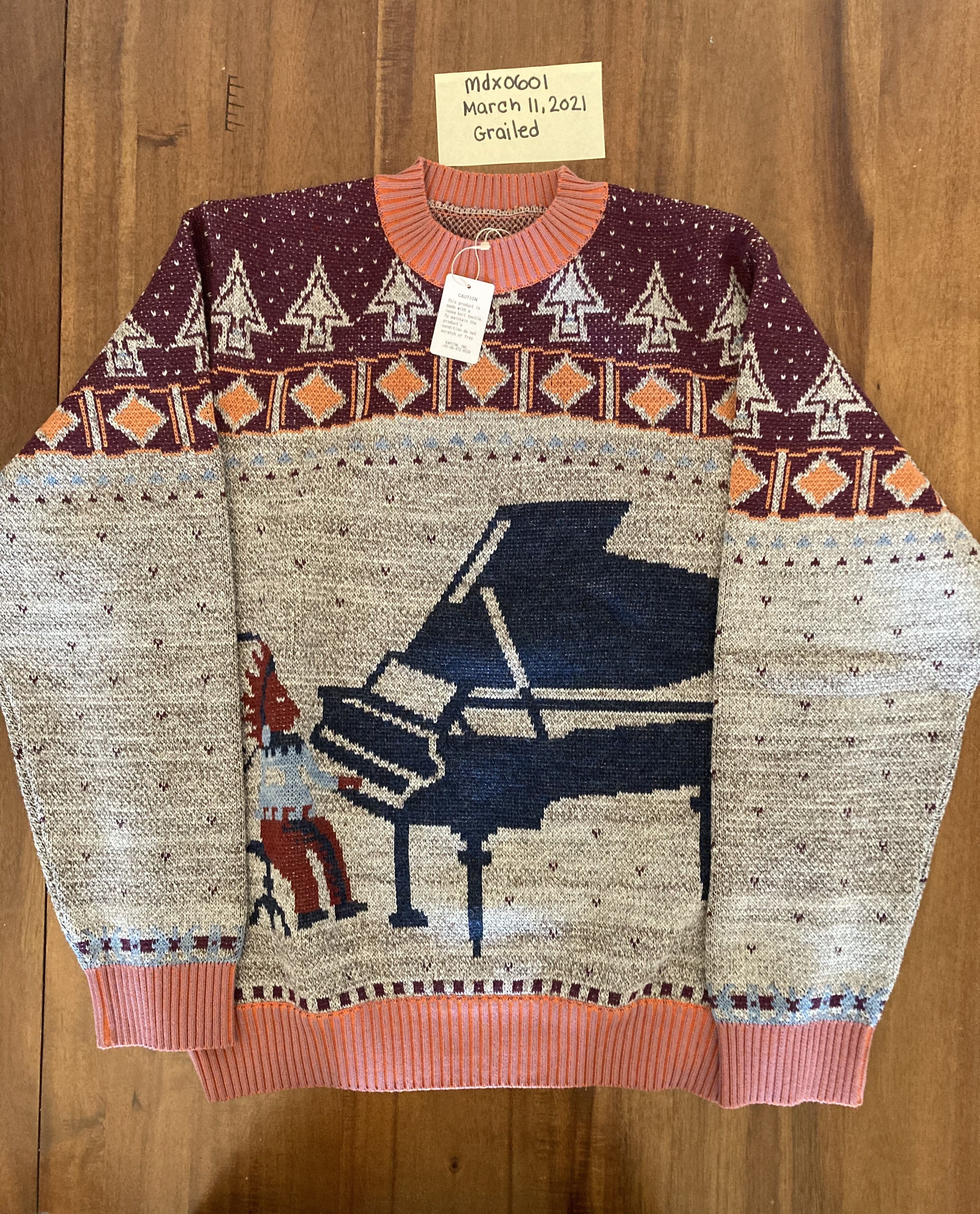 Kapital 7G Knit Alaska Camp Piano Crew Sweater Size US L / EU 52-54 / 3 - 1 Thumbnail