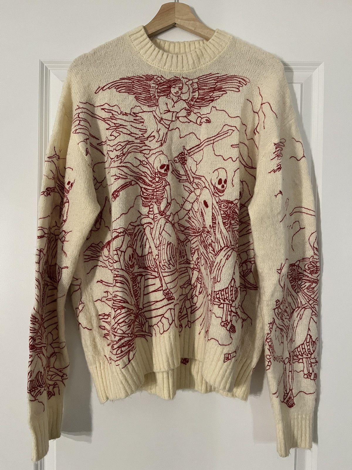 Who Decides War Horsemen Embroidered Knit Sweater