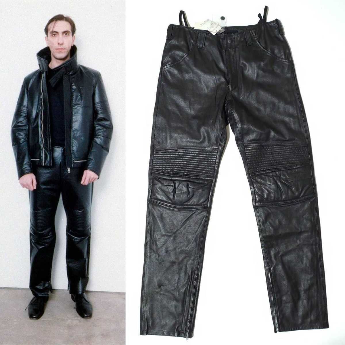 Helmut Lang NWT 99AW coating leather astro biker pants archive 