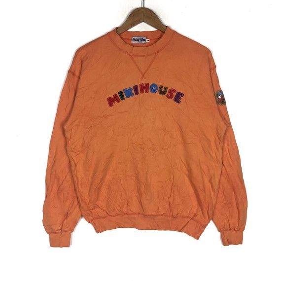 Vtg MIKI HOUSE JAPAN Logo Orange Sweatshirt Crewneck