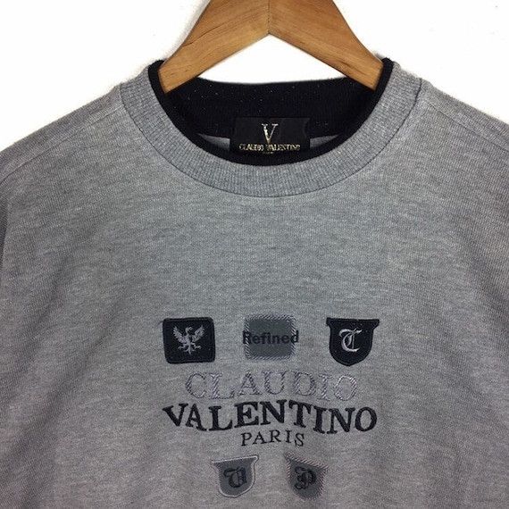 Vintage Vtg CLAUDIO VALENTINO PARIS Sweatshirt Crewneck Spellout Size L / US 10 / IT 46 - 2 Preview