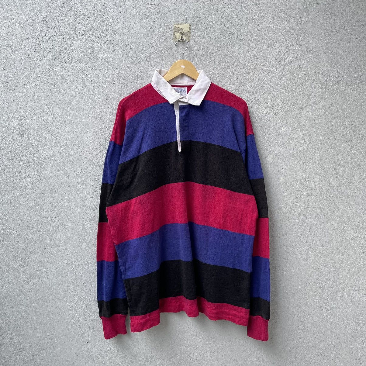 image of Made In USA x Polo Ralph Lauren Vintage Lands End Polo Rugby Stripe Longsleeve Tee Shirt (Size XL)