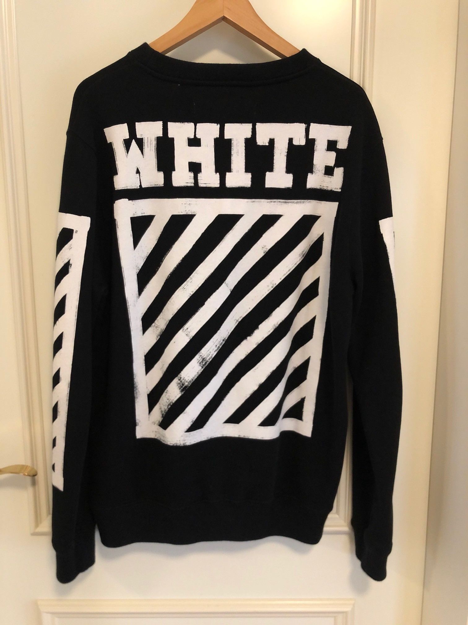 image of Off White Off-White Diagonals Crewneck in Black, Men's (Size Small)