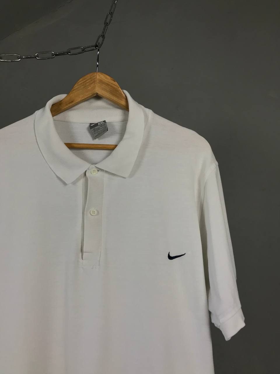 Nike × Vintage Nike swoosh streetwear vintage white polo tee Size US XXL / EU 58 / 5 - 2 Thumbnail