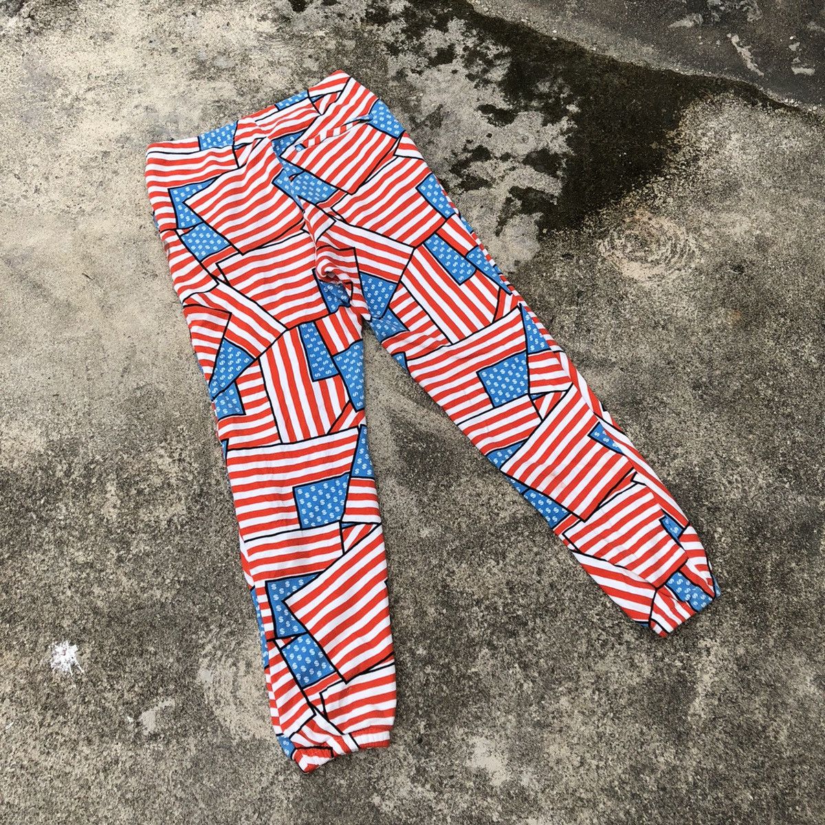 Japanese Brand × Joyrich Rare Vintage Joyrich Art USA Flag Draw String Jogger Pants Size US 34 / EU 50 - 5 Thumbnail