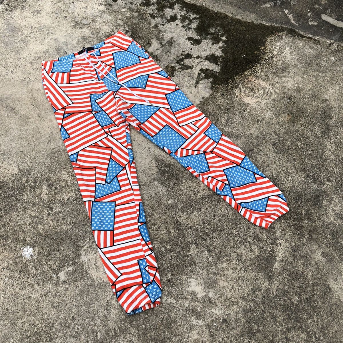 Japanese Brand × Joyrich Rare Vintage Joyrich Art USA Flag Draw String Jogger Pants Size US 34 / EU 50 - 1 Thumbnail