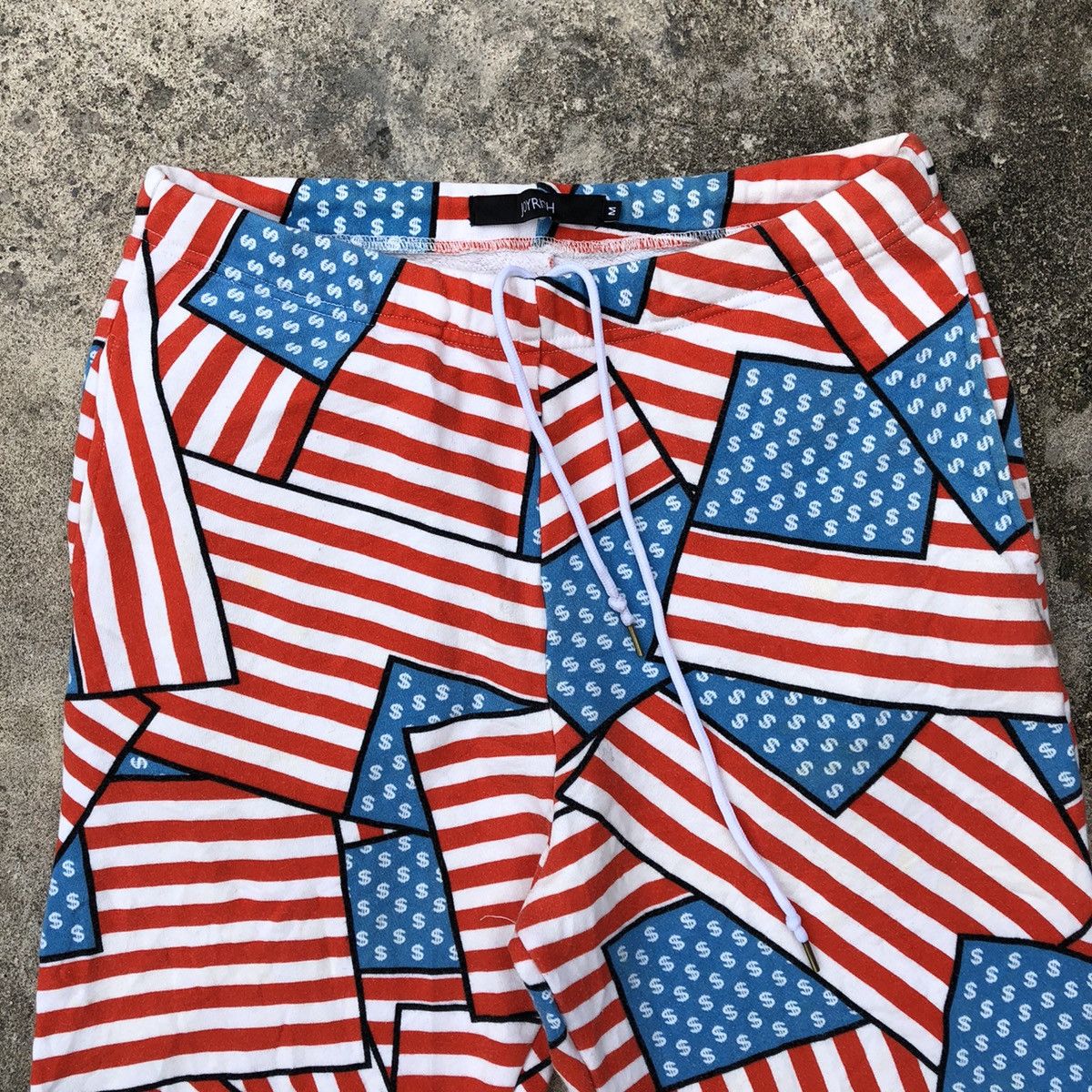 Japanese Brand × Joyrich Rare Vintage Joyrich Art USA Flag Draw String Jogger Pants Size US 34 / EU 50 - 2 Thumbnail