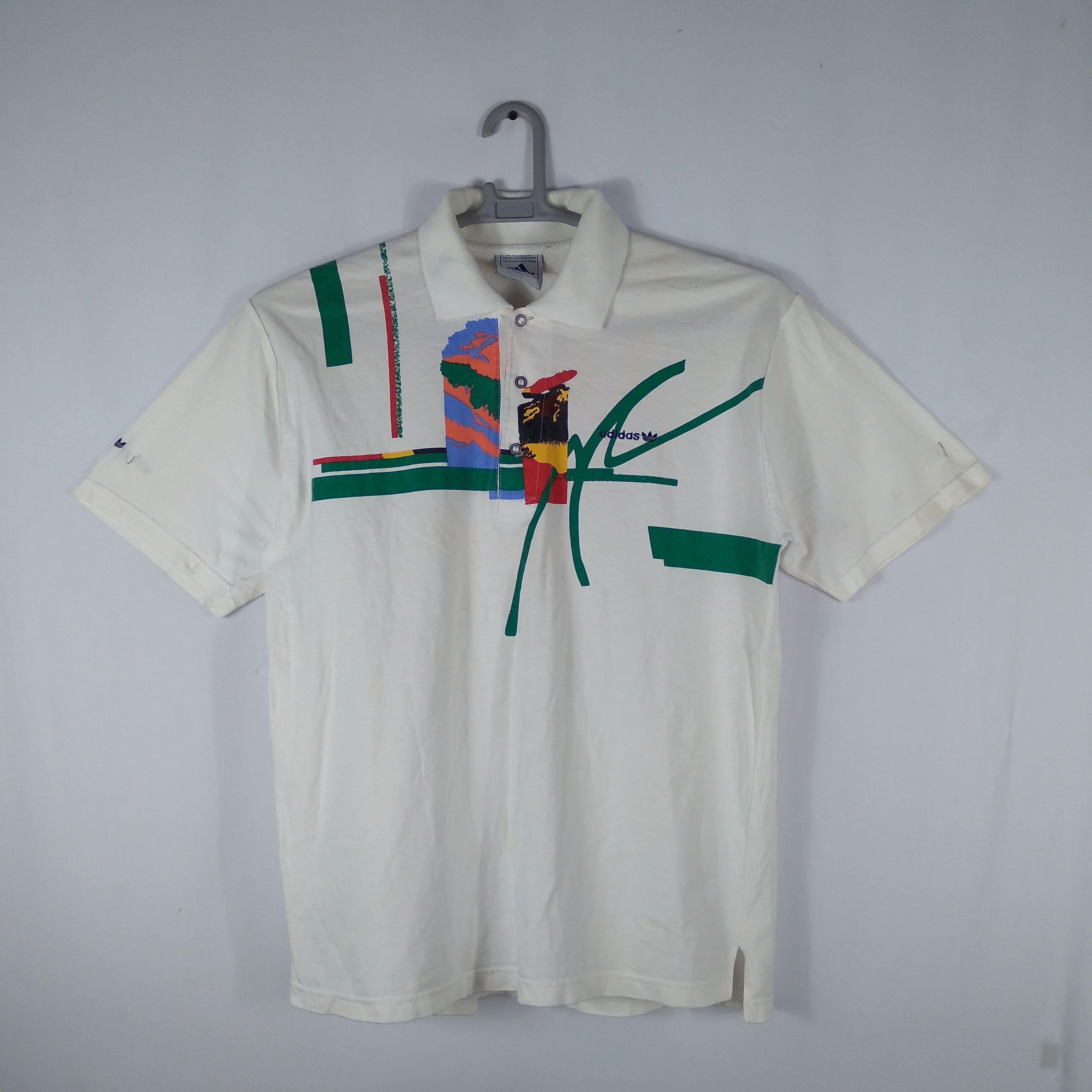 Adidas × Vintage Vintage 90s Adidas Nice Art Paint Design Polo Shirts Size US M / EU 48-50 / 2 - 1 Thumbnail