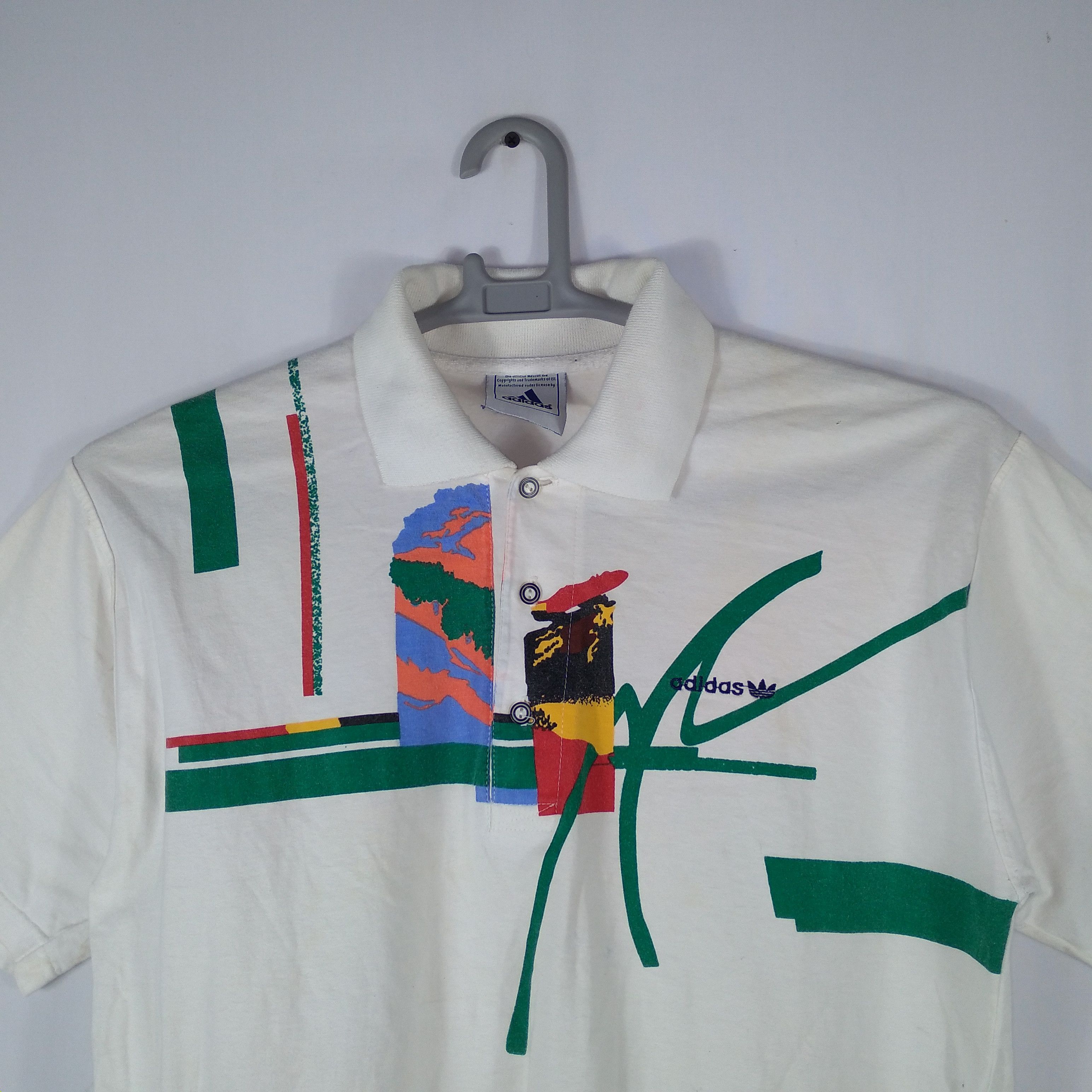 Adidas × Vintage Vintage 90s Adidas Nice Art Paint Design Polo Shirts Size US M / EU 48-50 / 2 - 2 Thumbnail