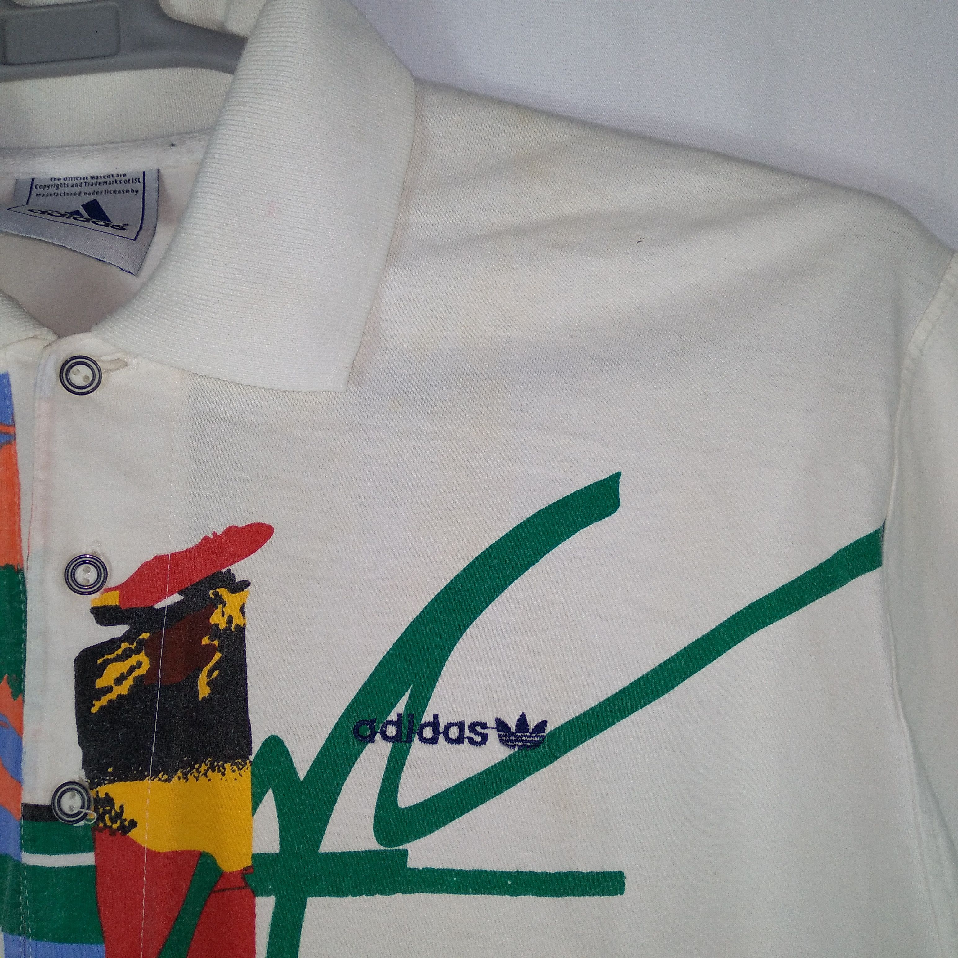 Adidas × Vintage Vintage 90s Adidas Nice Art Paint Design Polo Shirts Size US M / EU 48-50 / 2 - 4 Thumbnail