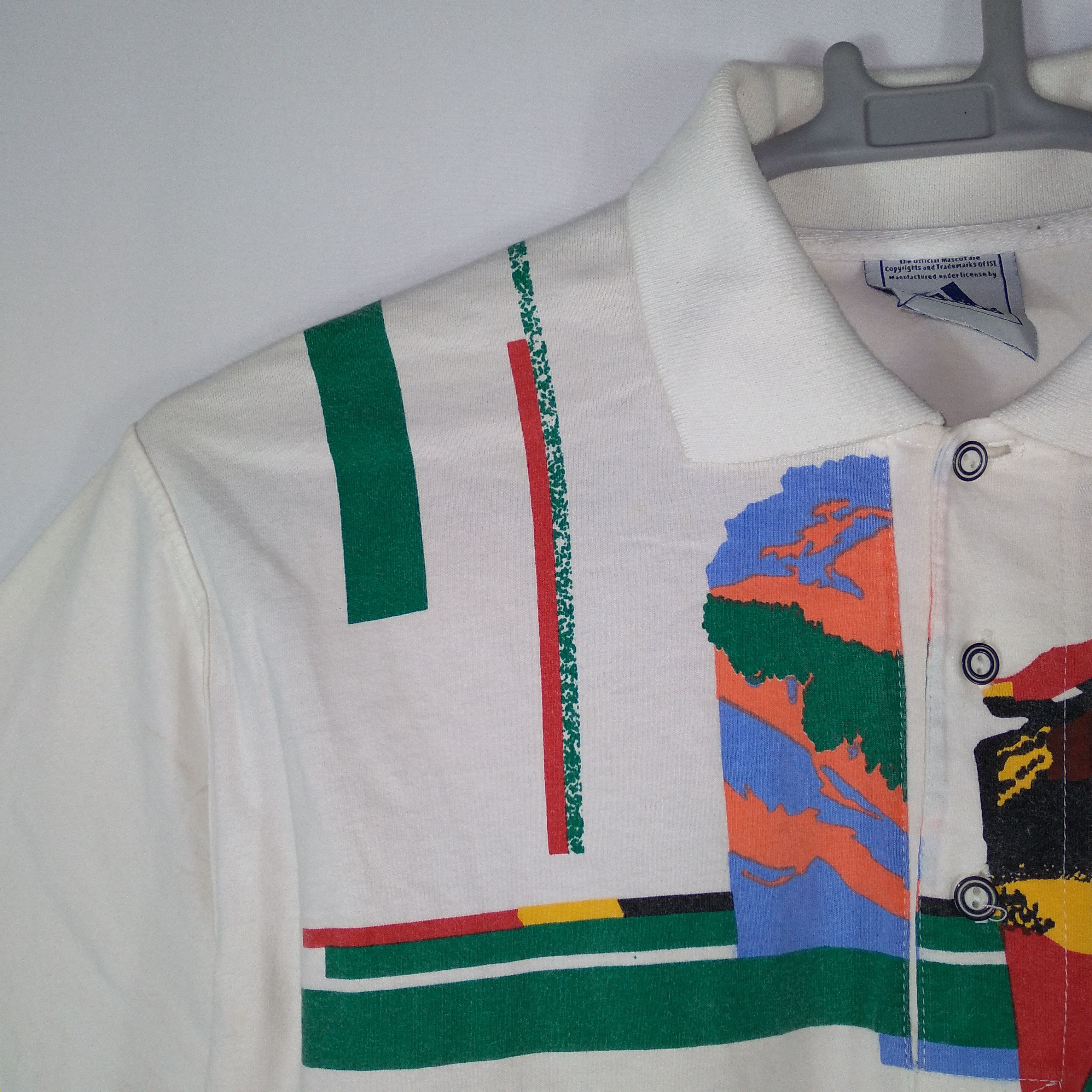 Adidas × Vintage Vintage 90s Adidas Nice Art Paint Design Polo Shirts Size US M / EU 48-50 / 2 - 5 Thumbnail