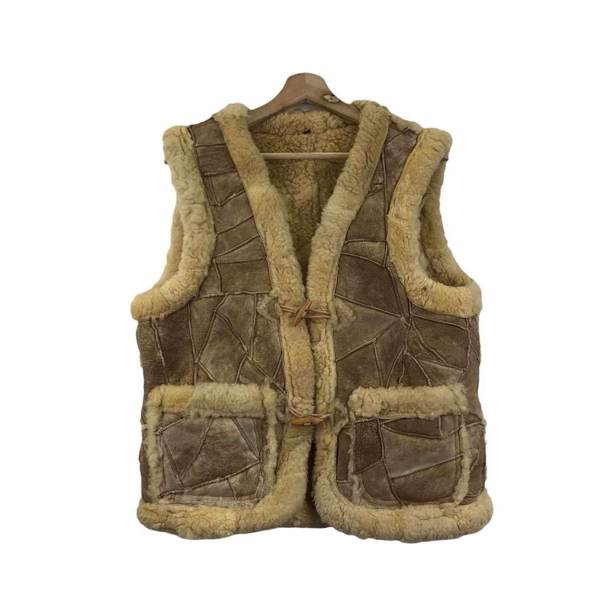 JAPANESE BRAND Shearling Sheep Skin Brown Leather Jacket