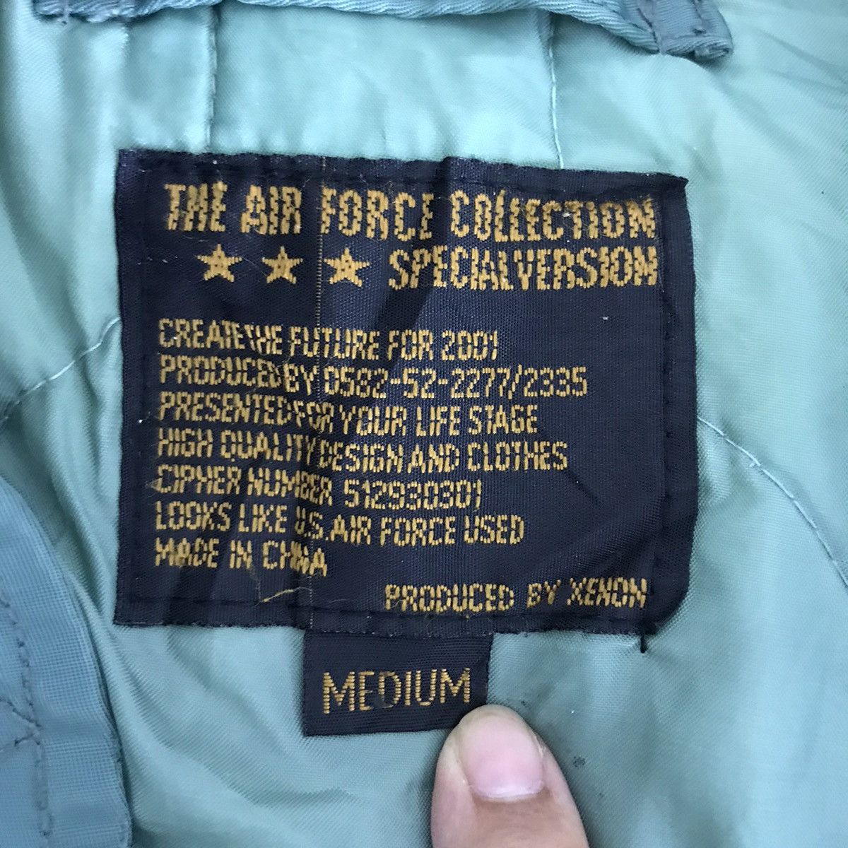 Other US AIR FORCE Flight Bomber Green Army Jacket Xenon Wool Size US M / EU 48-50 / 2 - 4 Thumbnail
