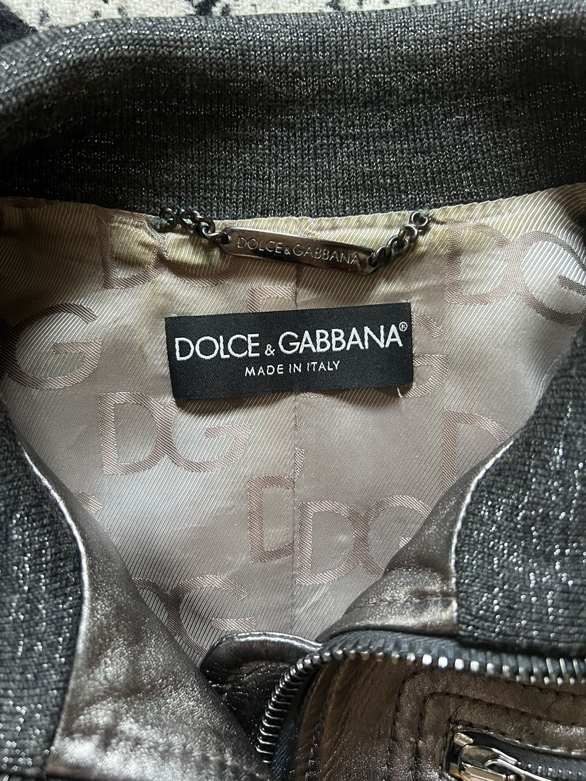 Dolce & Gabbana シルバー レザージャケット　シルバー　44 Dolce & Gabbana Vintage Dolce & Gabbana silver leather
