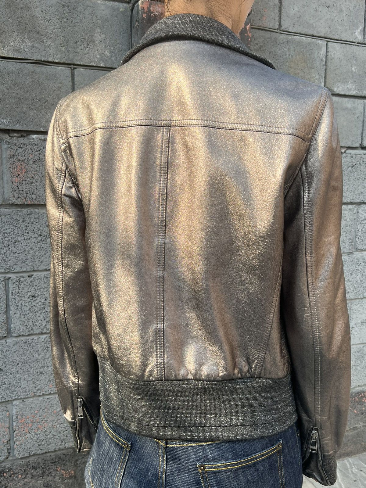 Dolce & Gabbana シルバー レザージャケット　シルバー　44 Dolce & Gabbana Vintage Dolce & Gabbana silver leather