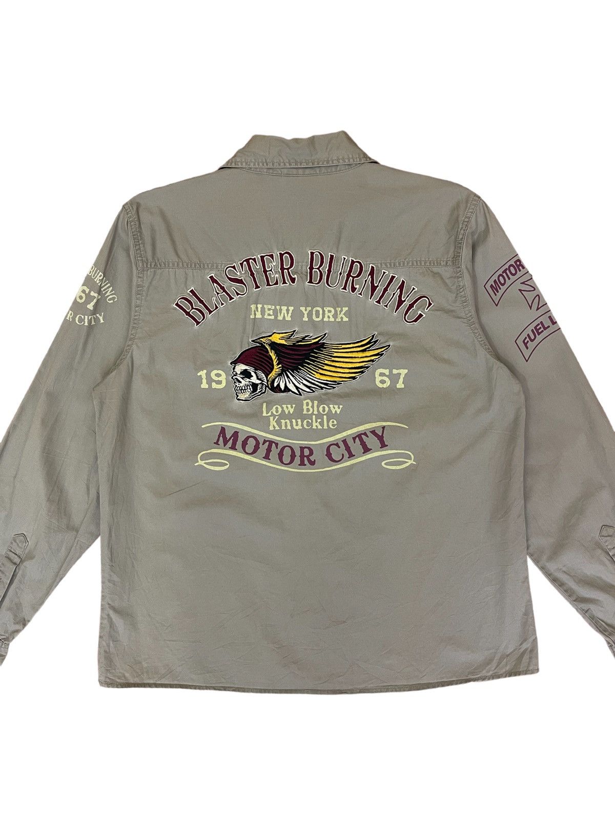 Vintage Low Blow Knuckle shirt motorcycle club embroidered logo Size US L / EU 52-54 / 3 - 5 Thumbnail