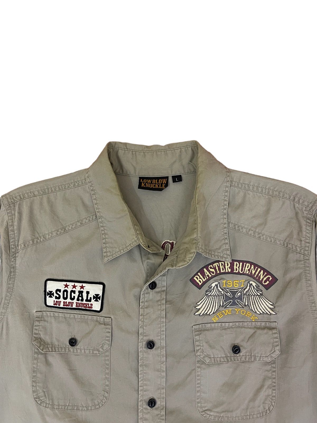 Vintage Low Blow Knuckle shirt motorcycle club embroidered logo Size US L / EU 52-54 / 3 - 4 Thumbnail