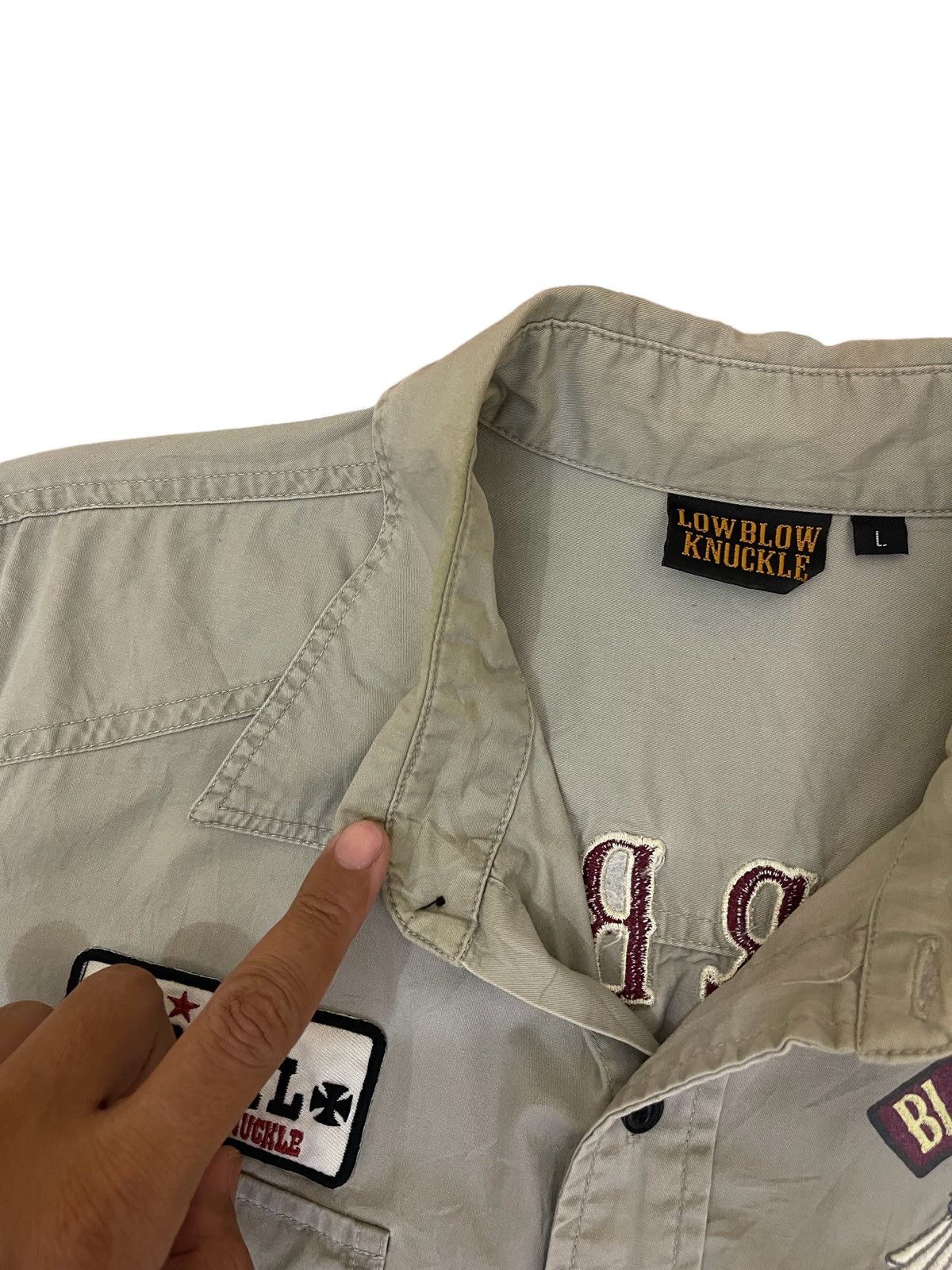 Vintage Low Blow Knuckle shirt motorcycle club embroidered logo Size US L / EU 52-54 / 3 - 8 Thumbnail
