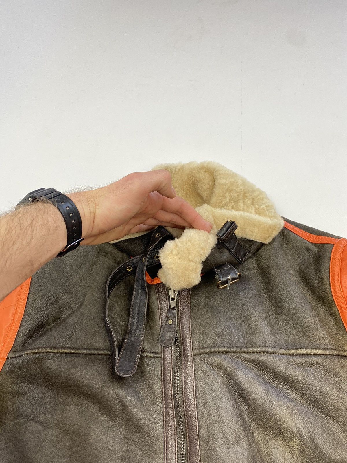 Other VTG Real Patchwork Shearling Leather Aviator Bomber Jacket Size US M / EU 48-50 / 2 - 8 Thumbnail