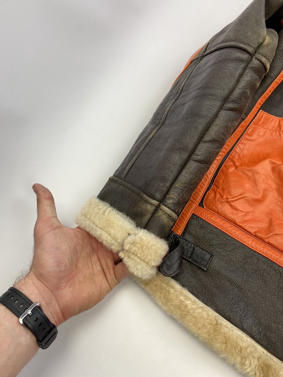 Other VTG Real Patchwork Shearling Leather Aviator Bomber Jacket Size US M / EU 48-50 / 2 - 7 Thumbnail