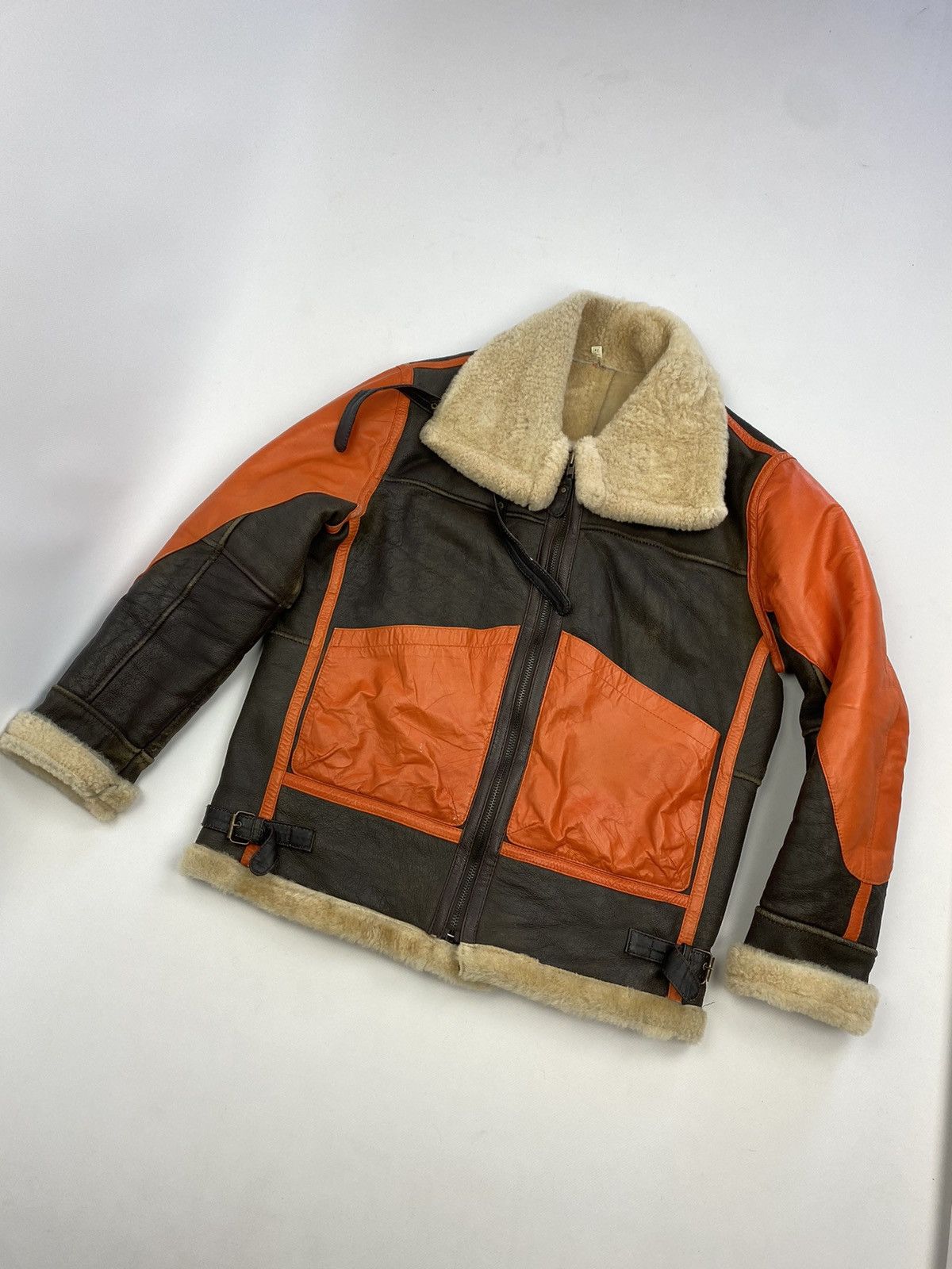 Other VTG Real Patchwork Shearling Leather Aviator Bomber Jacket Size US M / EU 48-50 / 2 - 1 Thumbnail