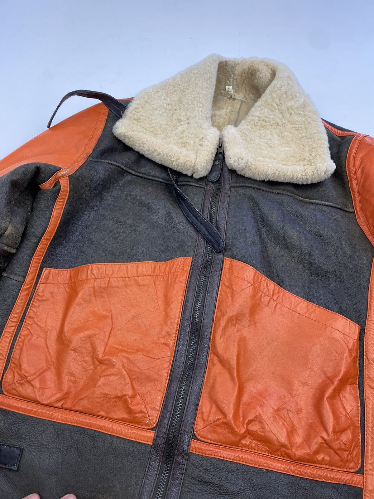 Other VTG Real Patchwork Shearling Leather Aviator Bomber Jacket Size US M / EU 48-50 / 2 - 3 Thumbnail