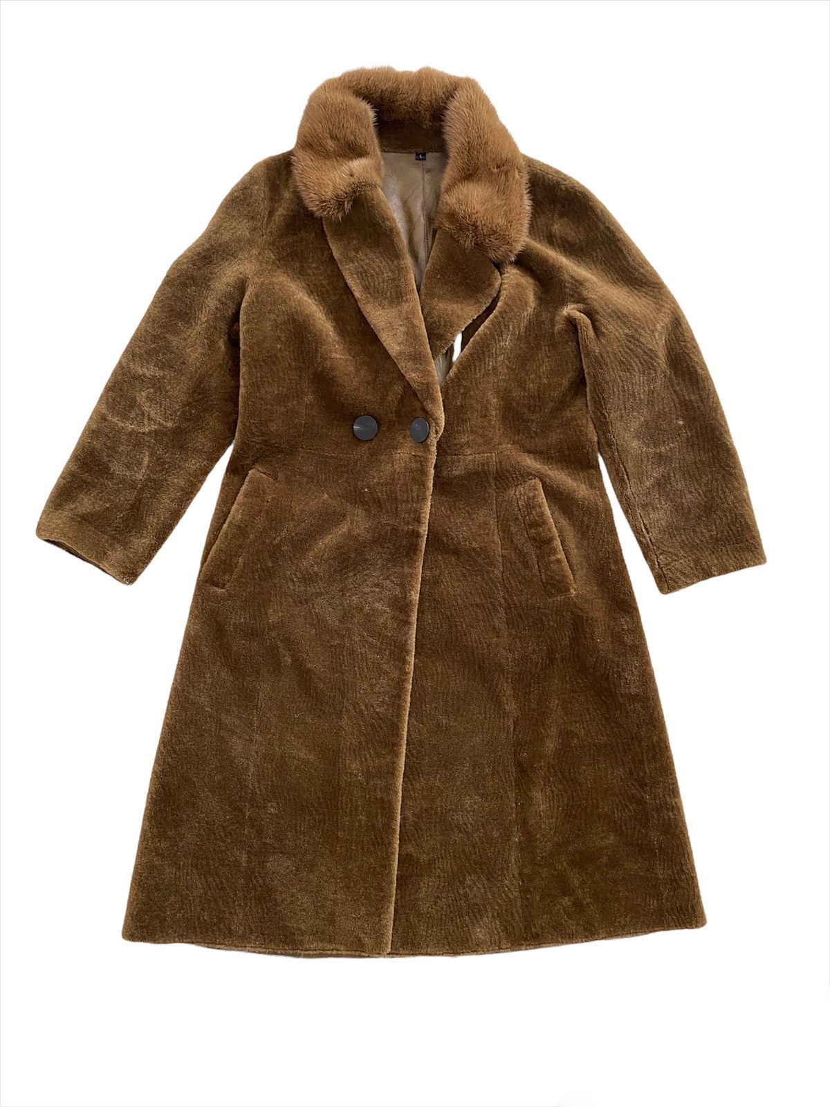 Japanese Brand Vintage🇯🇵 Fur Leather Long Jacket Design L.G.B Rare Size US L / EU 52-54 / 3 - 2 Thumbnail