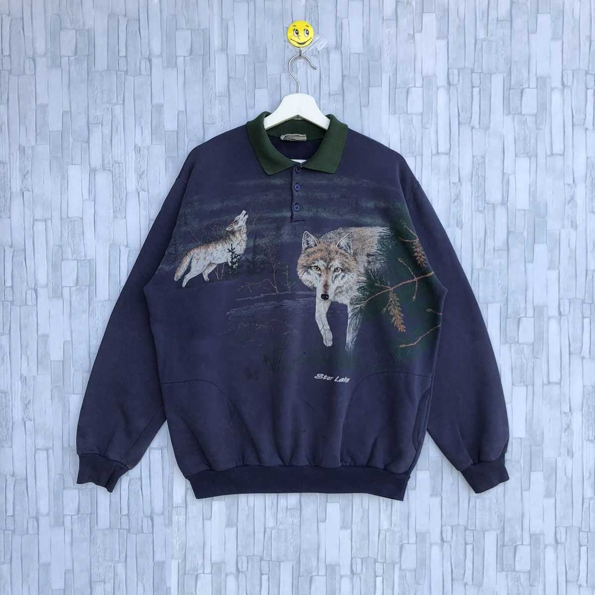 Vintage Vintage Wolf Fullprint Sweatshirt Jumper Pullover Size US XL / EU 56 / 4 - 1 Thumbnail