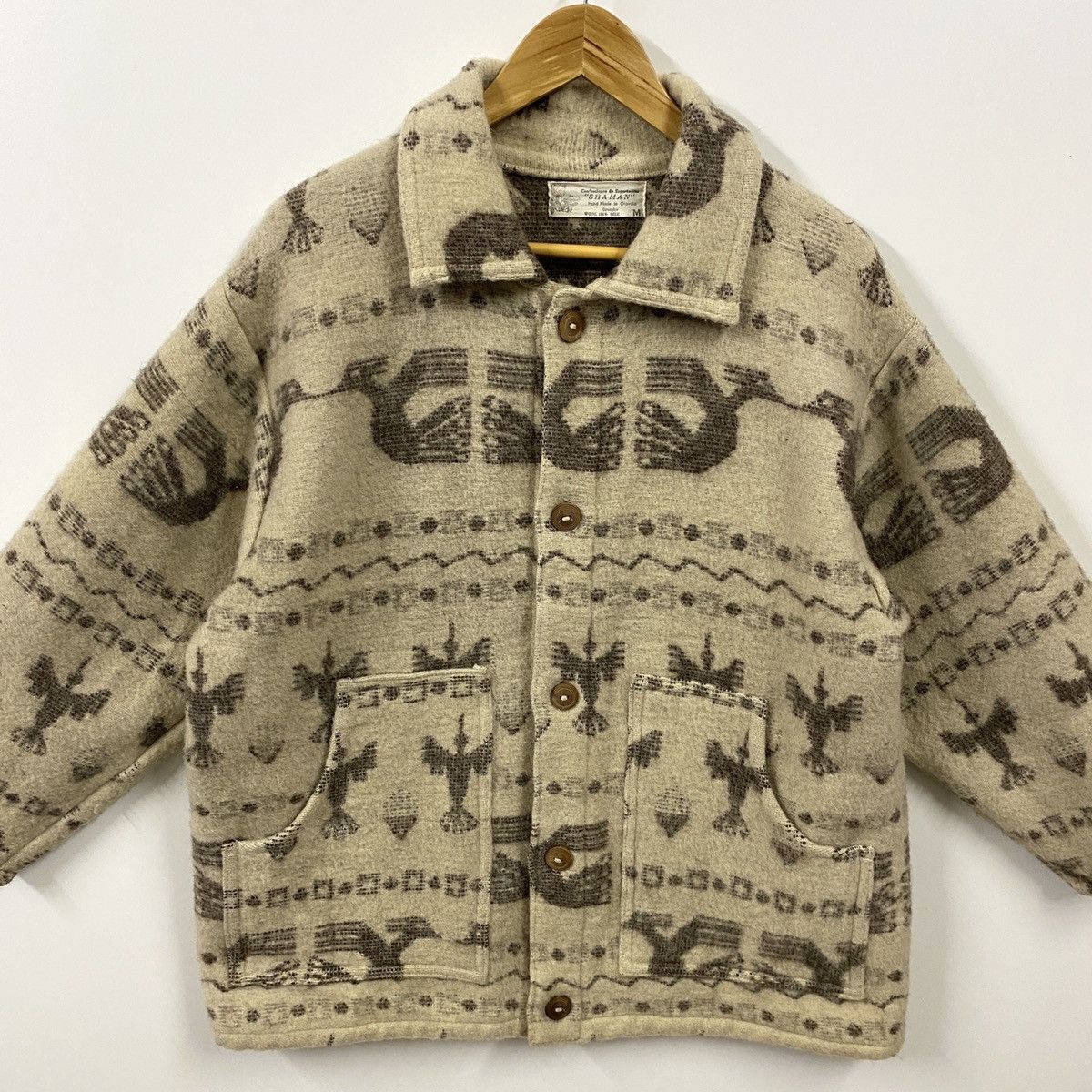 Native × Western Mountaineering Vintage SHAMAN Ecuador Wool Coat Native Southwestern Heavy Size US M / EU 48-50 / 2 - 2 Thumbnail
