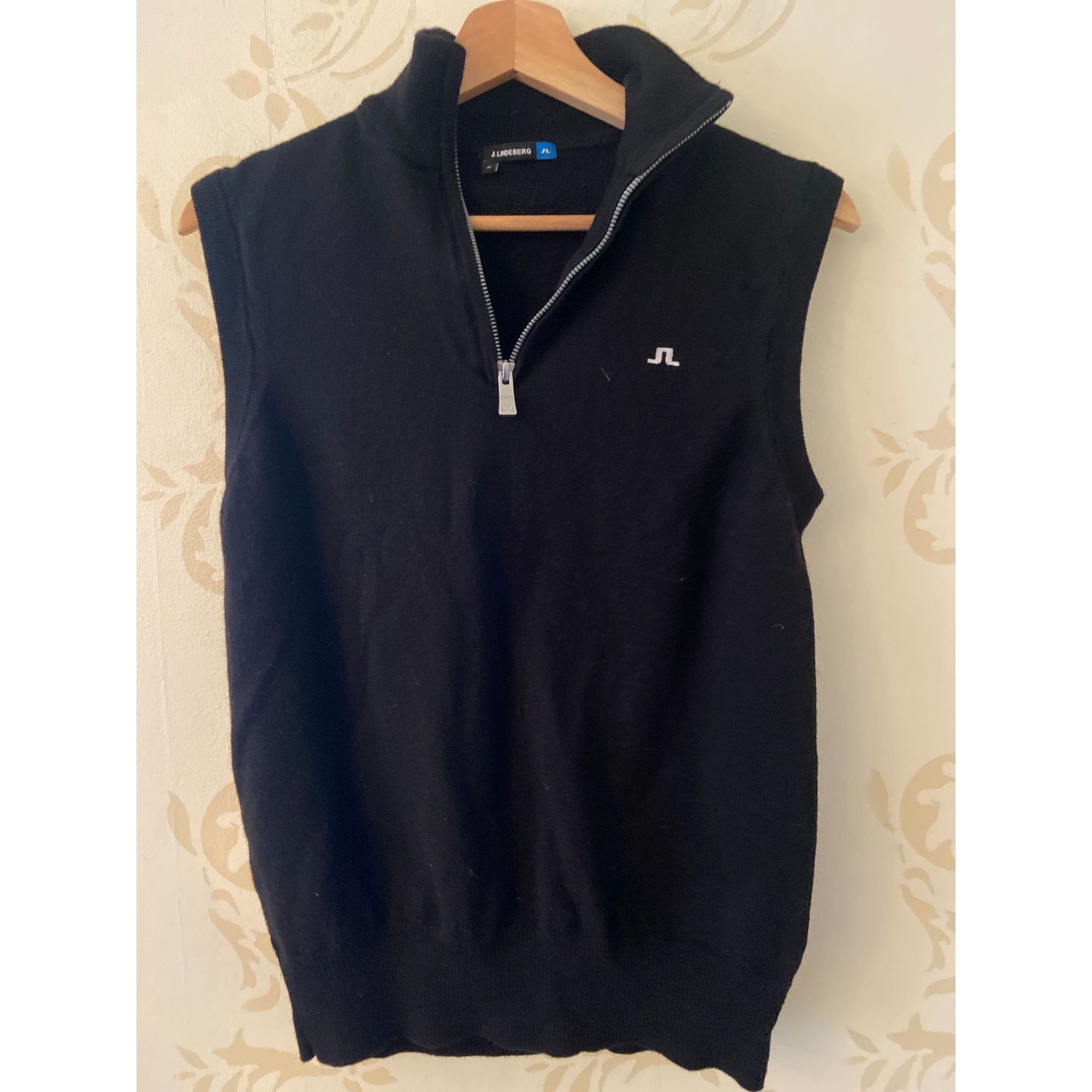 Mens Sweater J. Lindeberg Black Golf Sweater Vest Large