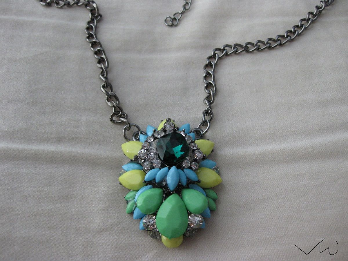 Jewelry Green CZ Statement Necklace with Beads Size ONE SIZE - 5 Thumbnail