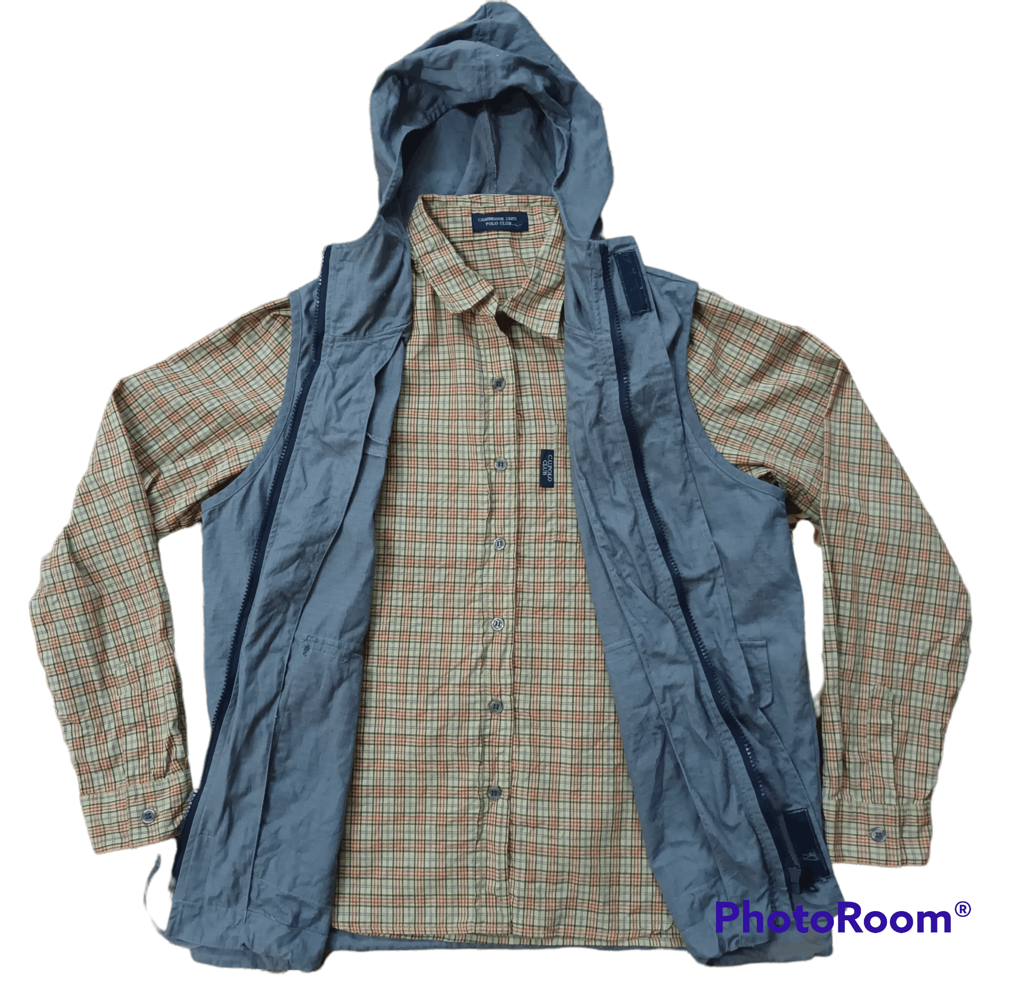 Flannel × Polo Ralph Lauren 🔥 C. U. Polo Club Flannel with Hoodie Jacket 🔥 Size US S / EU 44-46 / 1 - 1 Thumbnail