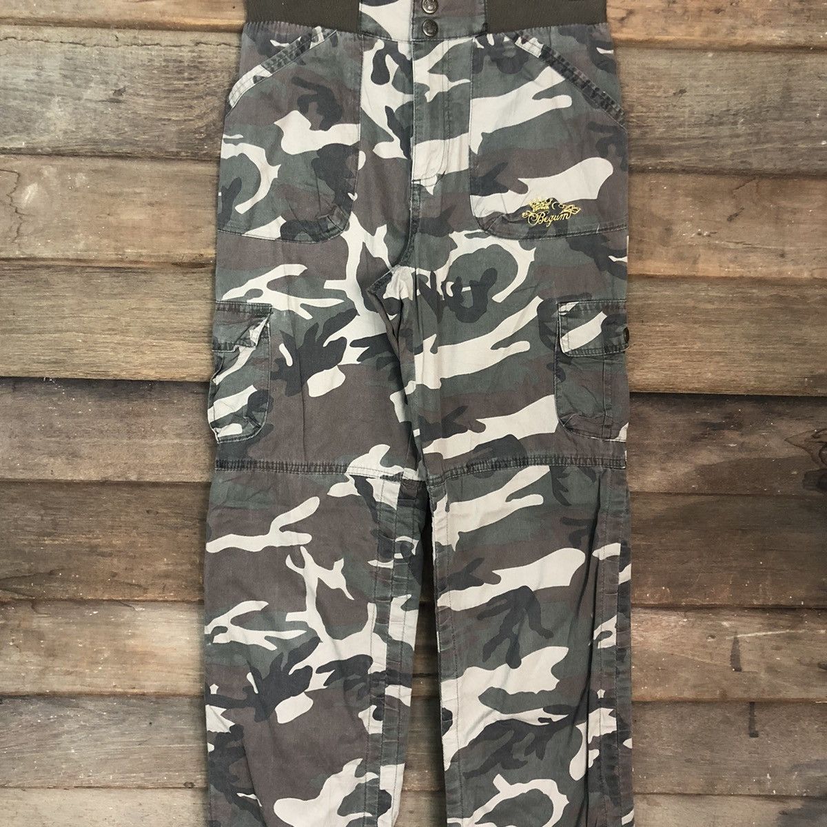 Japanese Brand Besum Green Multipocket Camo Cargo Pants #0554 Size US 26 / EU 42 - 4 Thumbnail