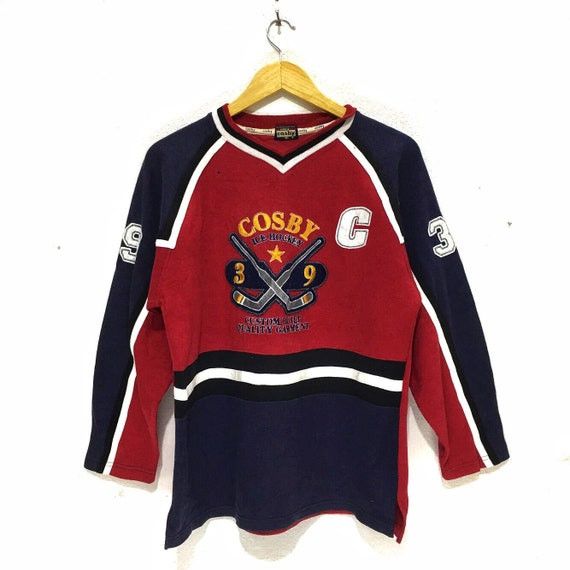 Vtg COSBY Hockey Ice Striped Jersey Sweatshirts Sweater NHL