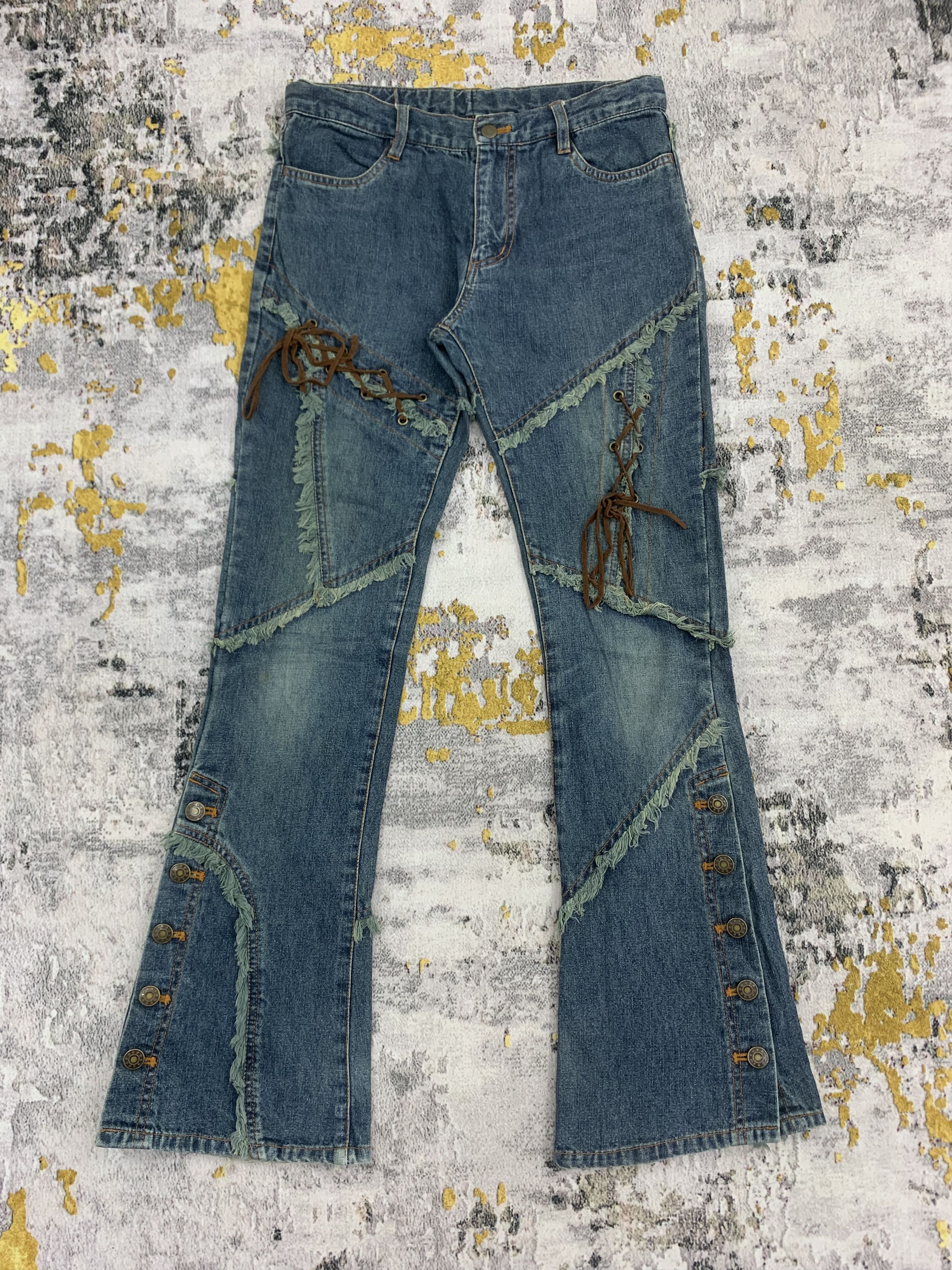 image of Flared Blue Jeans Distressed Denim, Men's (Size 26)