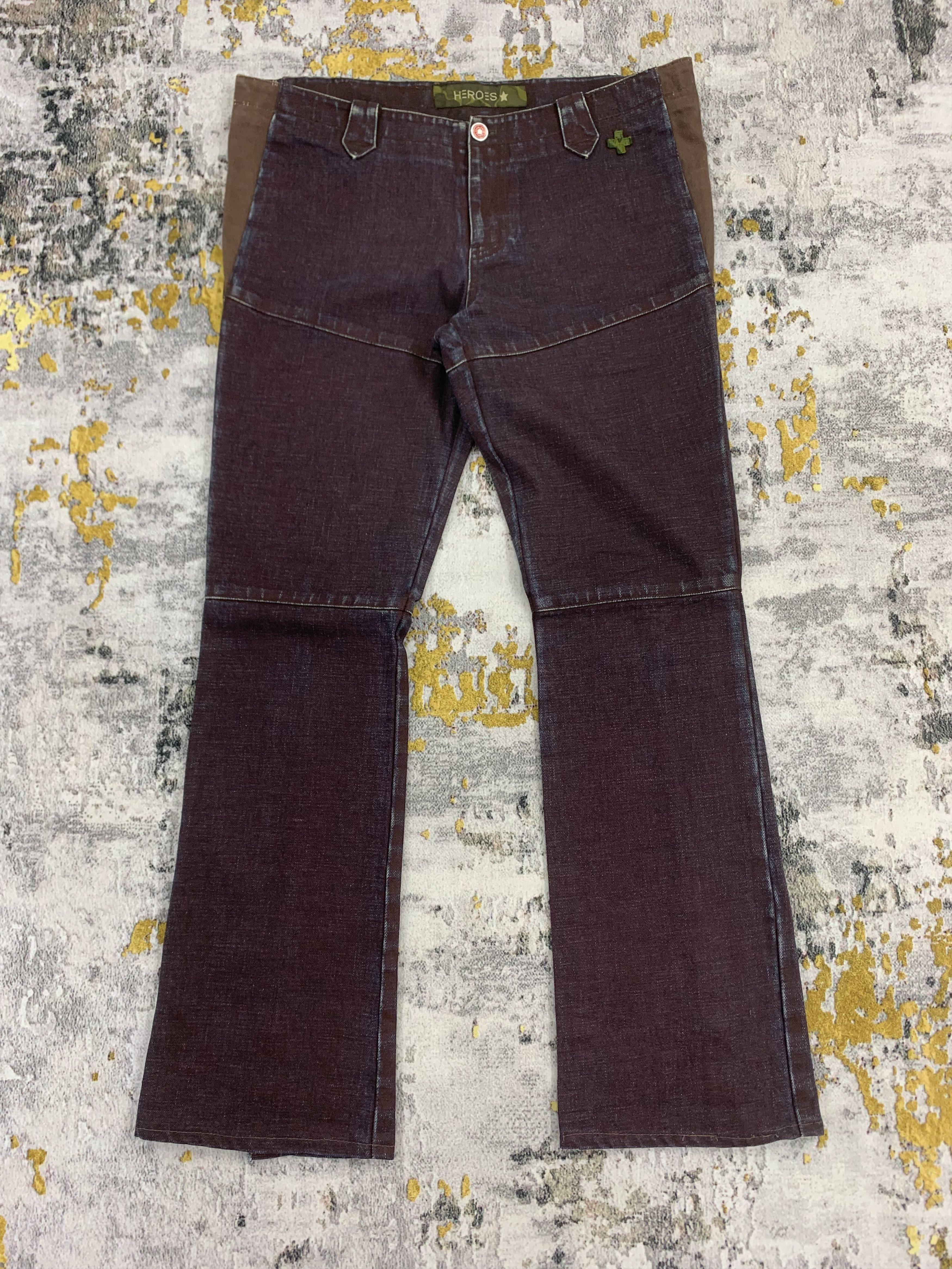 Flared Jeans Burgundy Castelbajac Heroes Faded Pants
