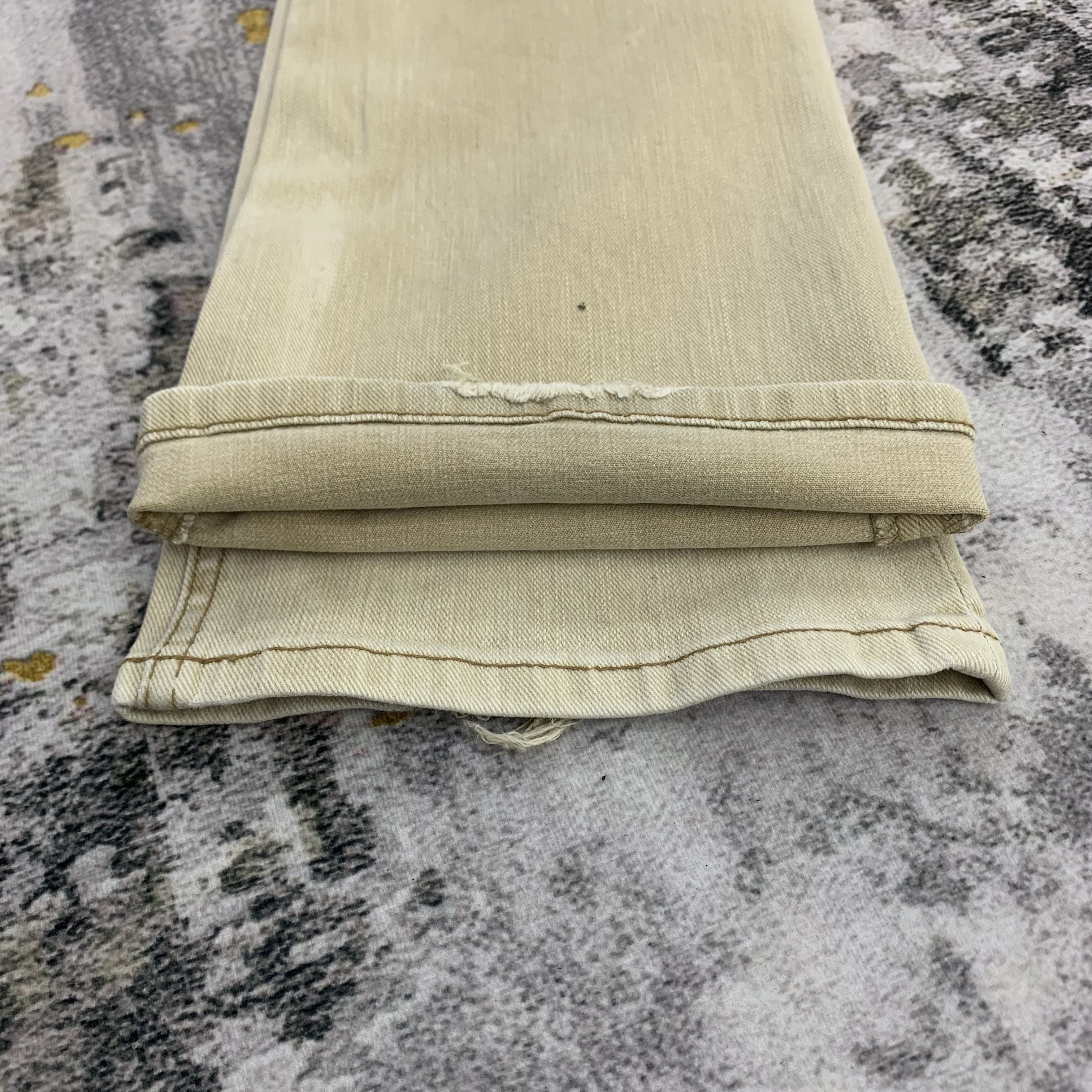 Japanese Brand Flared Khaki Faded Rugged Jeans Distressed Size US 27 - 9 Thumbnail