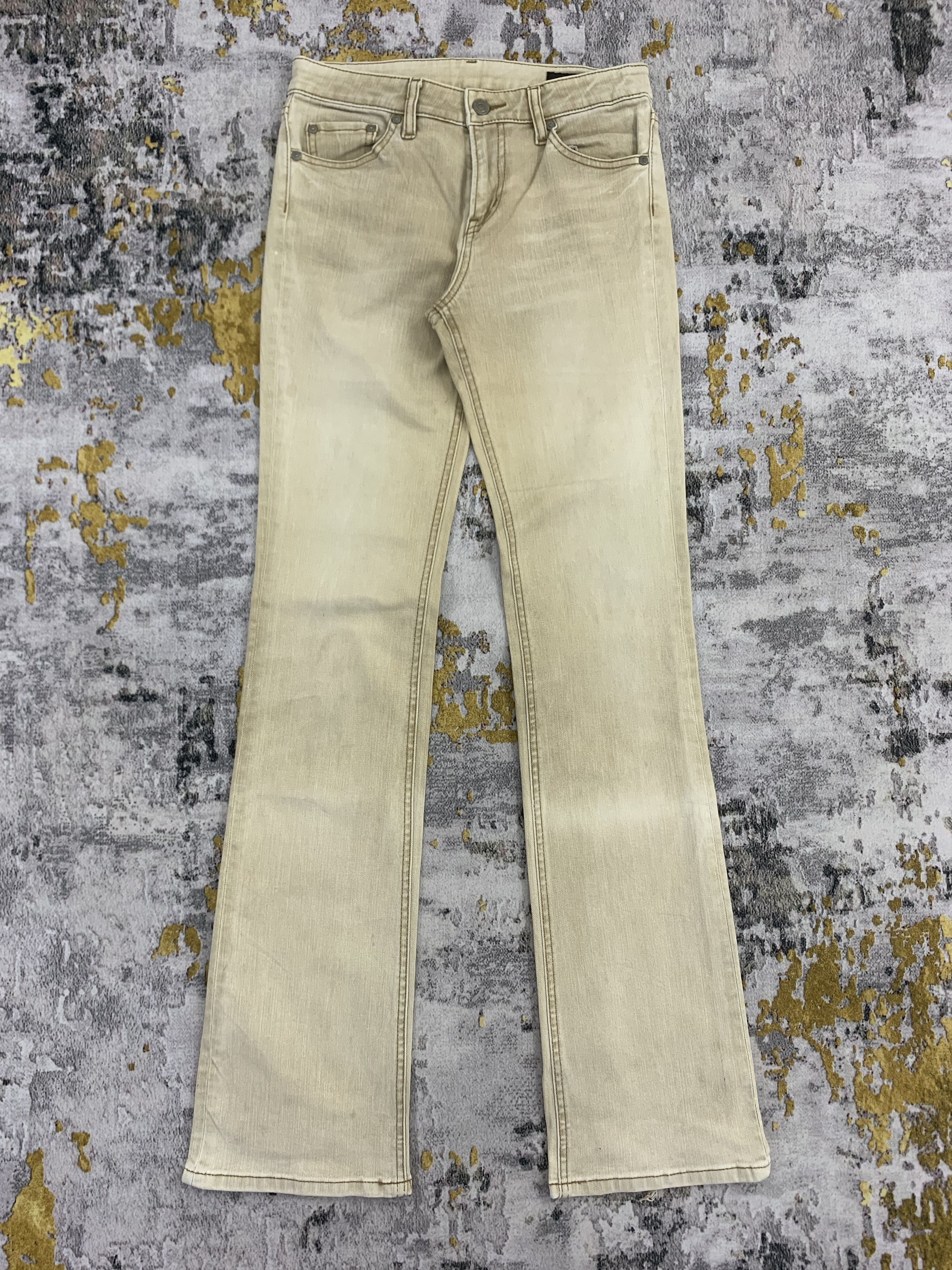Japanese Brand Flared Khaki Faded Rugged Jeans Distressed Size US 27 - 1 Thumbnail