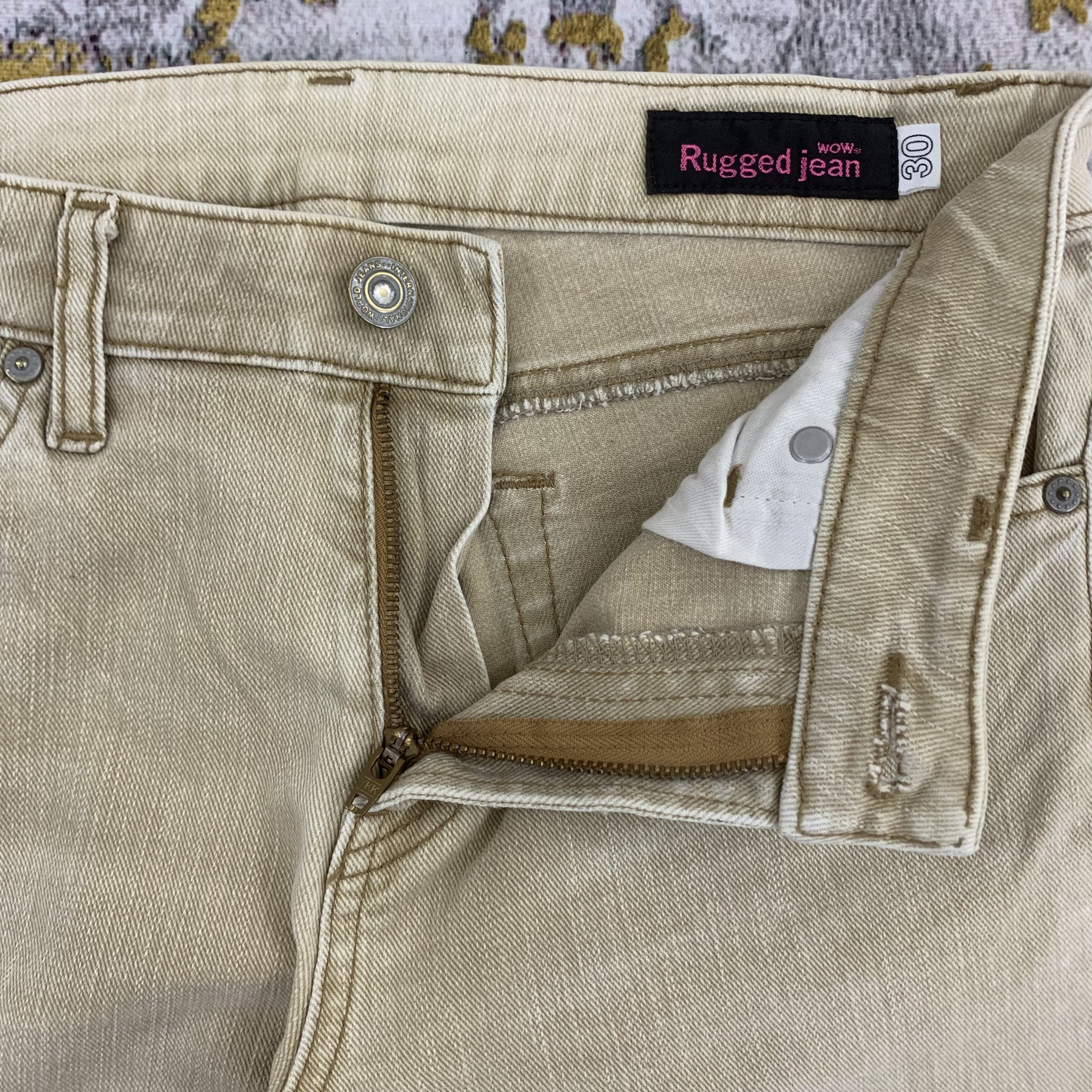 Japanese Brand Flared Khaki Faded Rugged Jeans Distressed Size US 27 - 3 Thumbnail