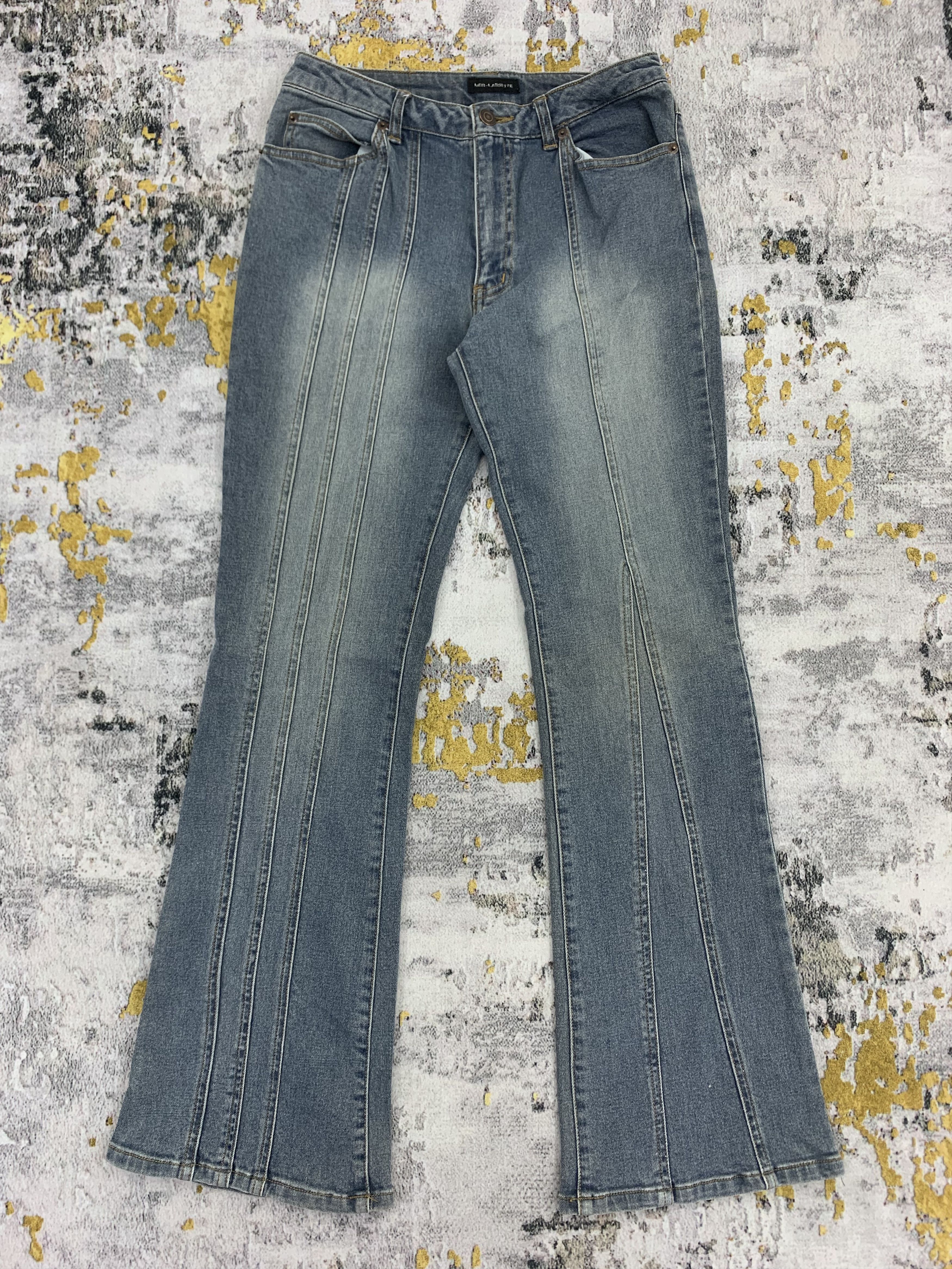 Vintage Mer Lassette Flared Blue Faded Jeans Size US 26 / EU 42 - 1 Thumbnail