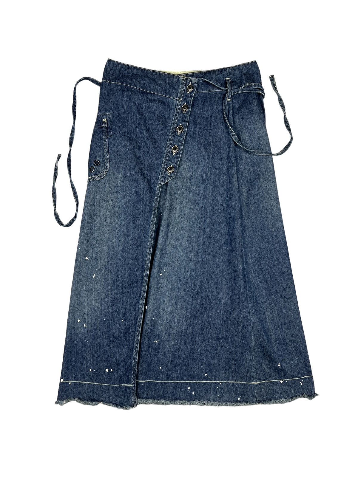 Avirex Avirex Paint Splatter Distressed Midi Denim Skirt Size 29" - 1 Thumbnail