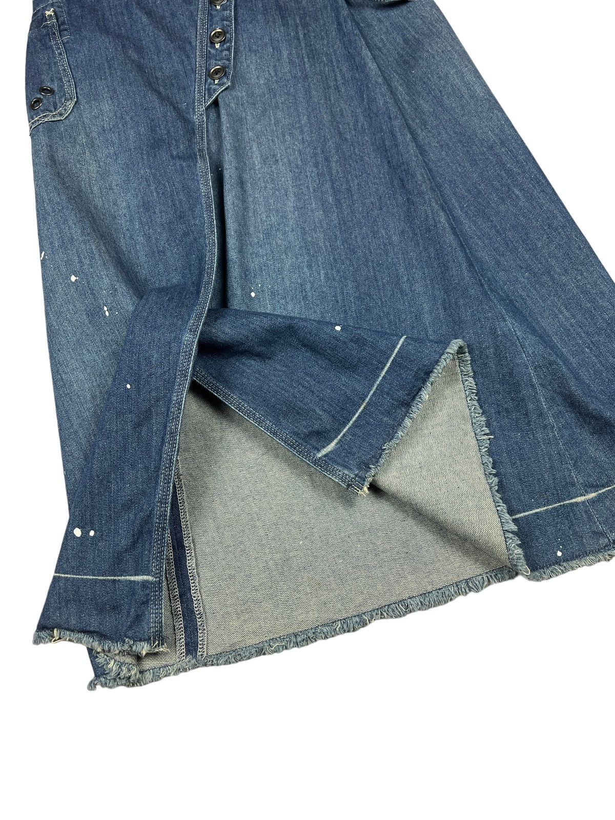 Avirex Avirex Paint Splatter Distressed Midi Denim Skirt Size 29" - 5 Thumbnail