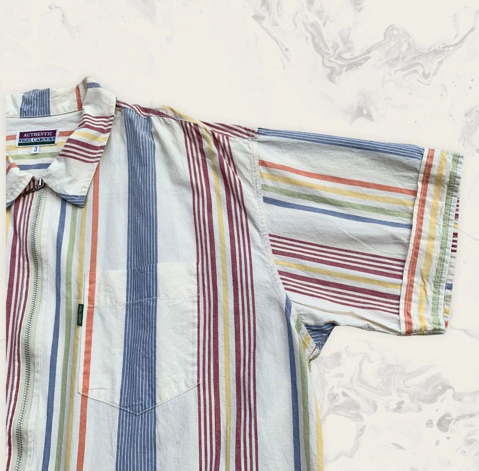 Nigel Cabourn Authentic Nigel Cabourn Cotton Stripe Zip Up Shirt Size US XL / EU 56 / 4 - 5 Thumbnail