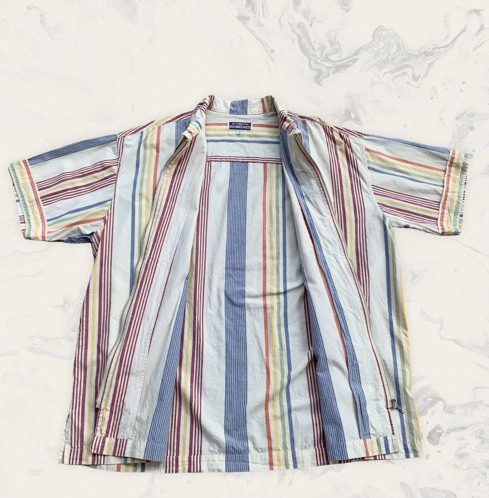 Nigel Cabourn Authentic Nigel Cabourn Cotton Stripe Zip Up Shirt Size US XL / EU 56 / 4 - 3 Thumbnail